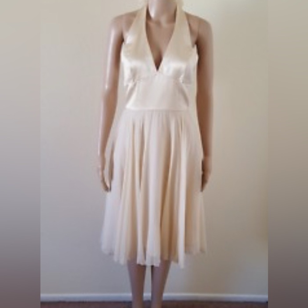 BCBG Cream Cocktail Dress Plunge Neckline